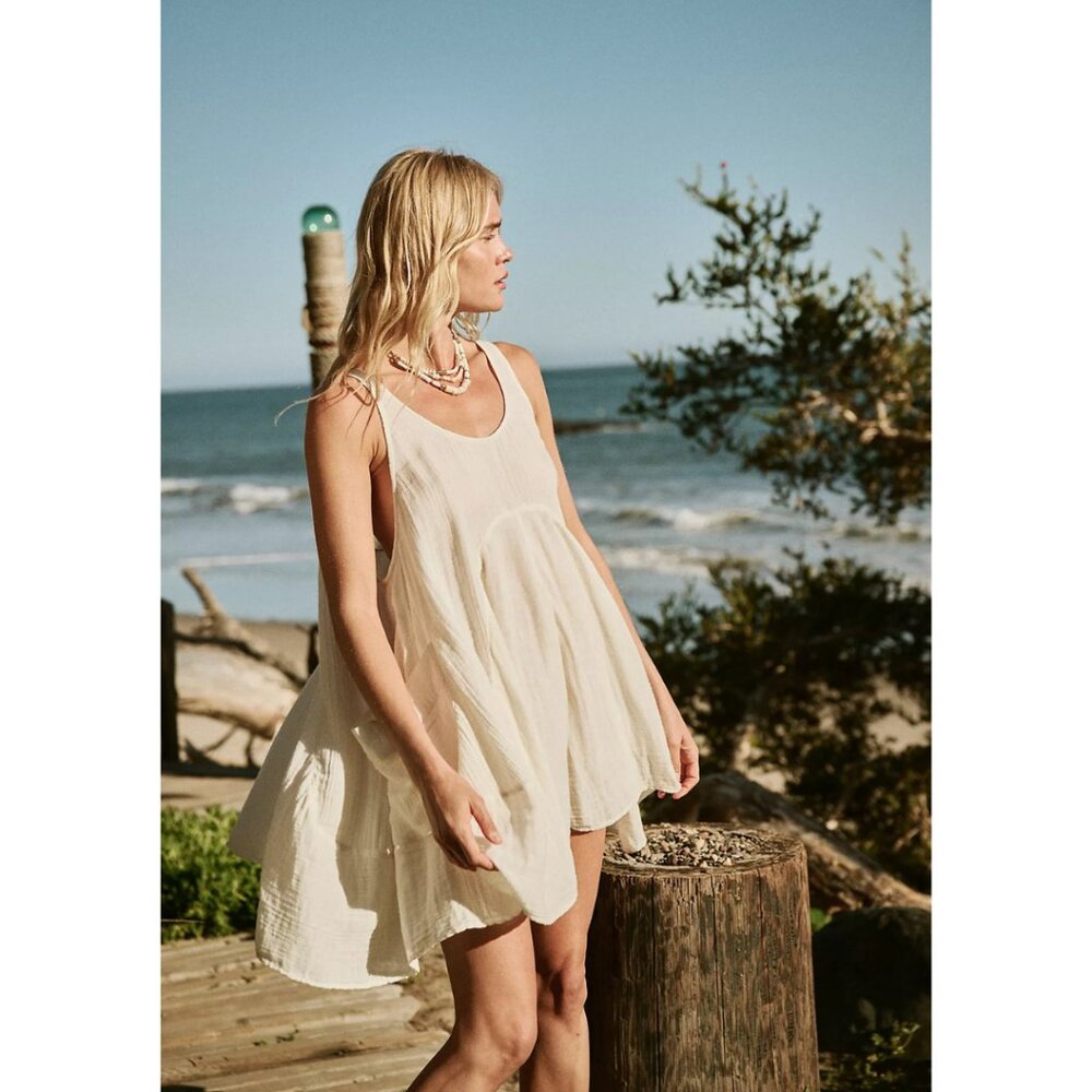 Free People Cream Mini Dress with Elegant Design